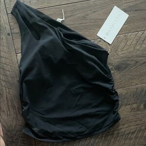 Athleta Elegant Black One-Shoulder Swim Top
